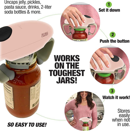 Robotwist Electric Jar Opener Top Rated for Seniors, Deluxe Model with Improved Torque, 1 Touch Automatic Easy Jar Opener for Weak Hand and Arthritis – Works on All Jar Sizes