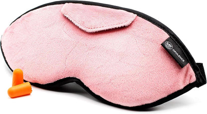 Dream Essentials Opulence Micro Plush Sleep Mask, Black Velvet Eye Mask for Sleeping with Earplugs, Front Pocket, Adjustable Strap, Soft Cotton Lining, Light Blocking Travel Accessory for Night Rest