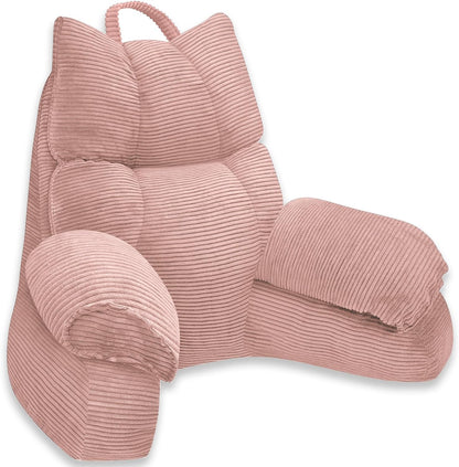 Reading Pillow for Bed with Arms, Back Support, Memory Foam（Grey Black） | Reading Pillow for Bed with High Arm Rests, Back Support Pillow for Sitting Up, Shredded Memory Foam for Reading, TV & Gaming