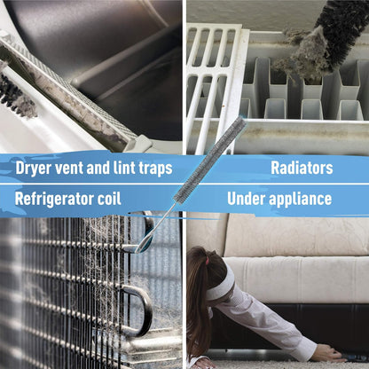 KONEX 30 Inch Long Dryer Lint Brush Vent Cleaner | Heavy-Duty Flexible Radiator Brush | Dryer Vent Trap | Bendable for Your Appliance Care Home Essentials (Pack of 2)