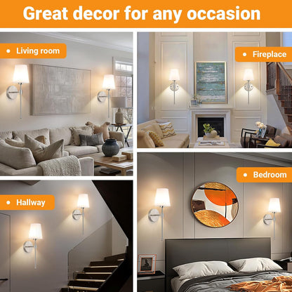 Nekhung Battery Operated Wall Sconce, Peel and Stick Sconces Set of 2
