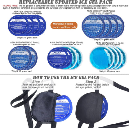 Cooling Eye Patches for Puffy Eyes, Pure Silk Ice Eye Patch, Single Eye Mask, Medical One Eye Cover Cold Hot Therapy Strabismus Lazy Eyes After Surgery Adult Kid Pirate Eyepatch (Black)