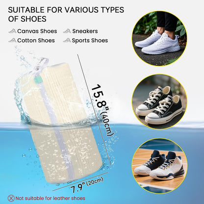 1 Pcs Shoe Washing Machine Bag, White | Extra Long and Thick Microfibre Fluff, Reusable for Washer & Dryer, All-Around Cleaning for All Shoe Types