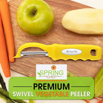 Spring Chef Swivel Potato Peeler for Kitchen with Ergonomic Handle, White
