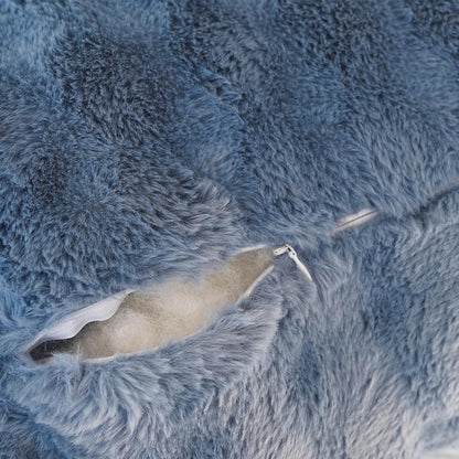 Faux Fur Reading Pillow for Sitting in Bed, Large Backrest Bed Pillow with Arms, Back Support Pillow for Lounging Bedrest, Beige