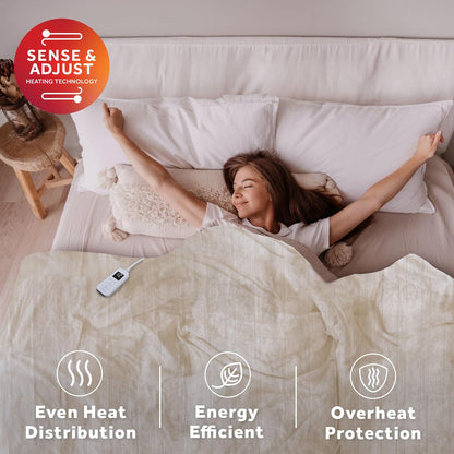 Sunbeam Royal Posh Dove Grey Heated Personal Throw / Blanket, Cozy-Warm, Adjustable Heat Settings
