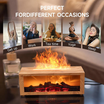 TMEHM Fireplace Flame Air Diffuser Humidifier,7 Colors Aromatherapy Essential Oil Diffuser,Ultrasonic Aroma Humidifier with Timer for Home,Bedroom,Office,Yoga (Black)