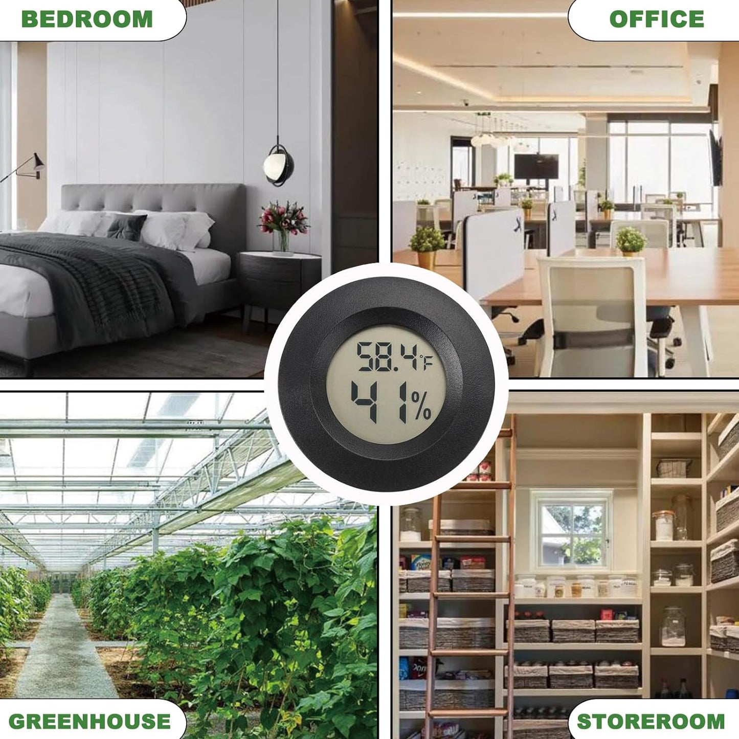 Serundo Auto Digital Hygrometer Thermometer Indoor/Outdoor Hygrometer 2PC | Mini Size,LCD,℉/℃ Conversion,Fast Response, Outdoor Thermometer with Humidity for Reptile Greenhouse Cellar 3D Printer
