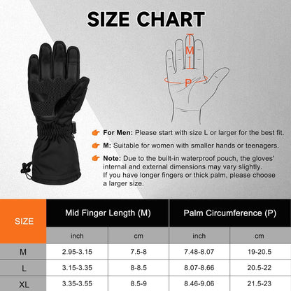 Heated Gloves, 5V 6000mAh Rechargeable Heated Gloves for Men Women, Waterproof & Upgrade Non-Slip Electric Heating Glove for Motorcycling, Hunting, Skiing, Outdoor Work