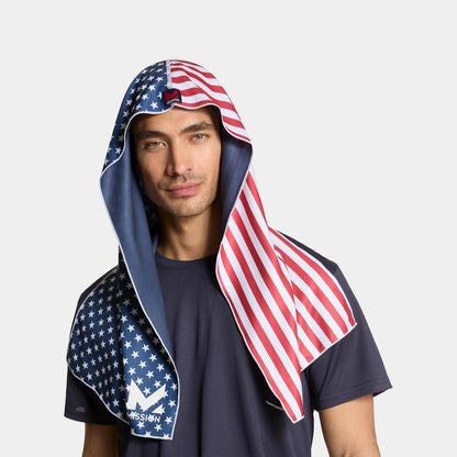 MISSION Cooling Hoodie Towel, Evaporative Cool Technology, Cools Instantly When Wet, UPF 50 Sun Protection, Contours Your Head to Stay in Place, Great for Sports, Fitness, Gym
