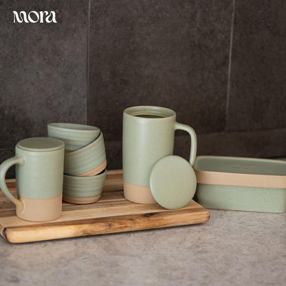 Mora Ceramics Tea Cup with Loose Leaf Infuser, Spoon and Lid, 12 oz, Microwave and Dishwasher Safe Coffee Mug - Rustic Matte Ceramic Glaze, Modern Herbal Tea Strainer - Great Gift for Women, Garnet