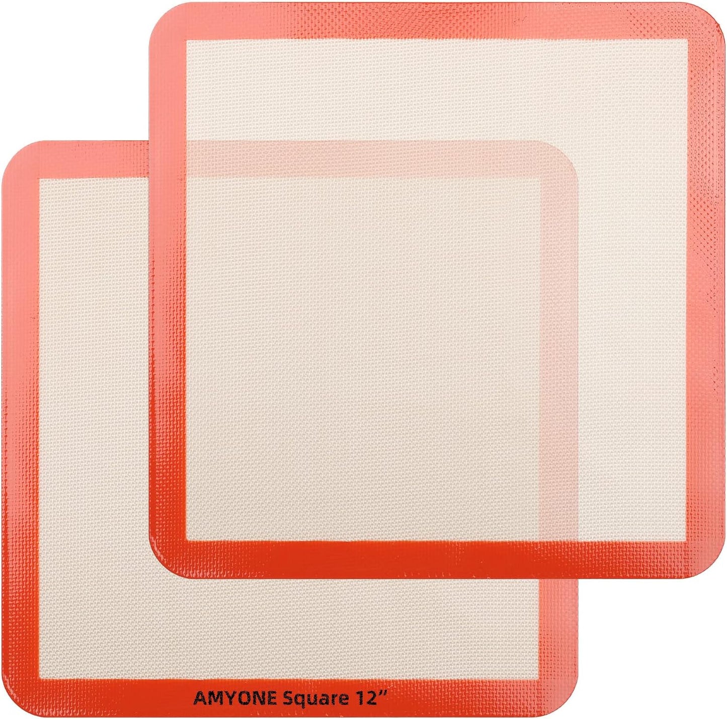 AMYONE 11x11 Silicone Baking Mat, Square Air Fryer Liner, Platinum, 2 Pack | For 11x11 Square Cake Pan/Cheesecake Pan/Toaster Oven/XL Air Fryer, Food Grade Silicone Baking Sheet Liner for Cake/Cookie