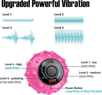Vibrating Massage Ball for Muscle Recovery with SphereStrap – Target Hard-to-Reach Areas, Hands-Free Back Massage. 4 Speeds High Intensity Trigger Point Massage Ball.