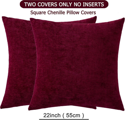 GAWAMAY Lumbar Support Pillow Decorative Rectangle Throw Pillow Covers 12"x20" Inch Set of 2, Soft Chenille Fall Pillowcase for Living Room Bedroom Sofa Couch Cushion Cover Grey 30x50cm (No Insert)