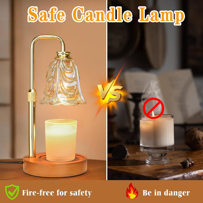 XJZJY Pink Flower Candle Warmer Lamp with Timer, Birthday Gifts for Women