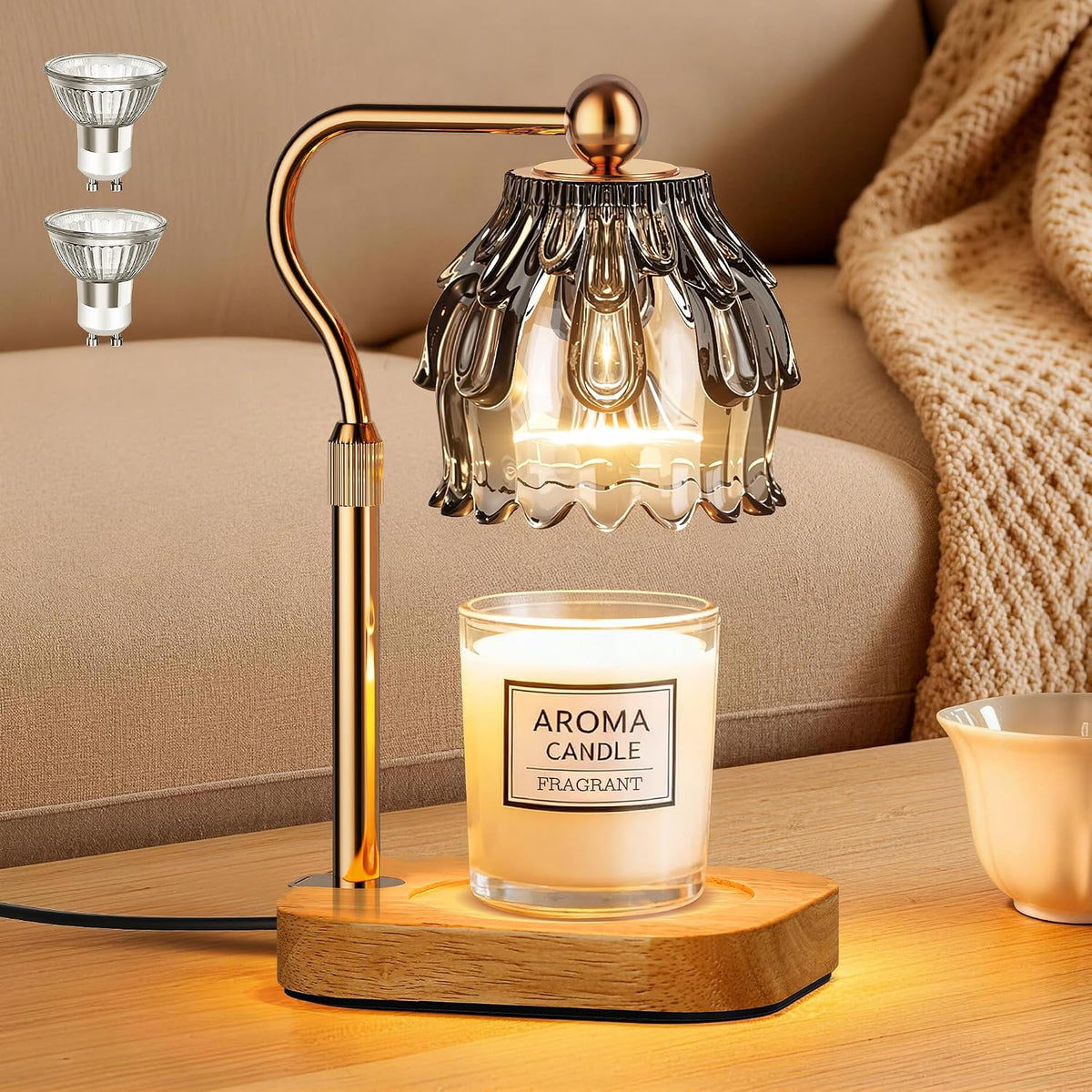 Candle Warmer Lamp with Timer - Flower Electric Wax Melter Warmer Adjustable Height for Jar Candles, Gift for Women, Mom, Christmas, Birthday,Home Decor