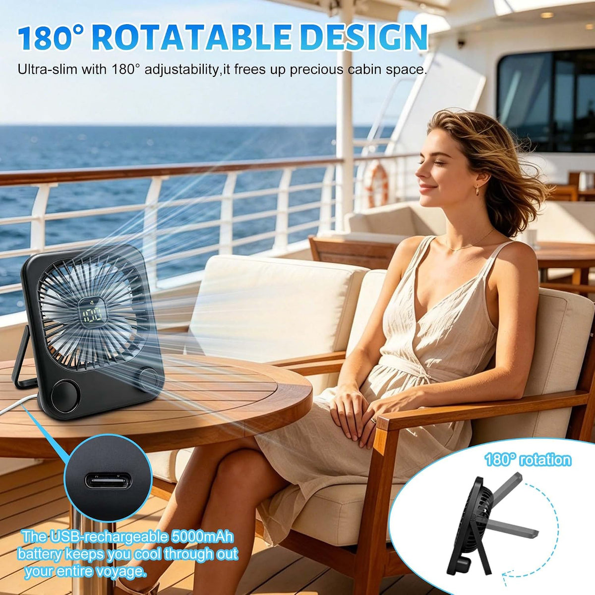 5000mAh Magnetic Cruise Ship Approved Fan,Cruise Essentials 2026 for Travel