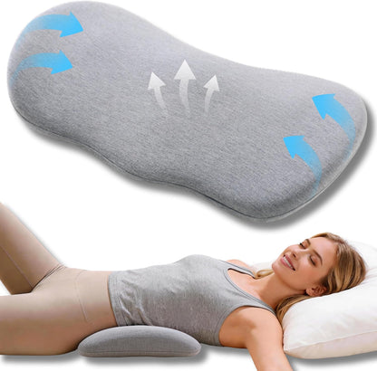 Lumbar Support Pillow for Sleeping - Back Pillow for Sciatica & Back Pain | Memory Foam Lumbar Pillow for Lower Back Pain Relief, Ergonomic Pillow for Side/Back/Stomach Sleepers with Washable Cover