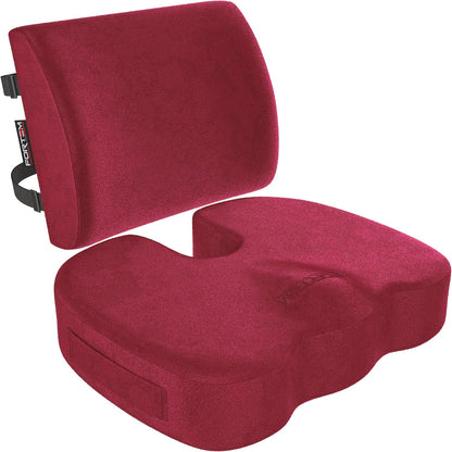 FORTEM Seat Cushion, Office Chair Cushion, Lumbar Support Pillow for Office Chair, Memory Foam Car Seat Cushions, Sciatica Coccyx Tailbone Pain Relief, Cushions for Back Support, Washable, Non Slip