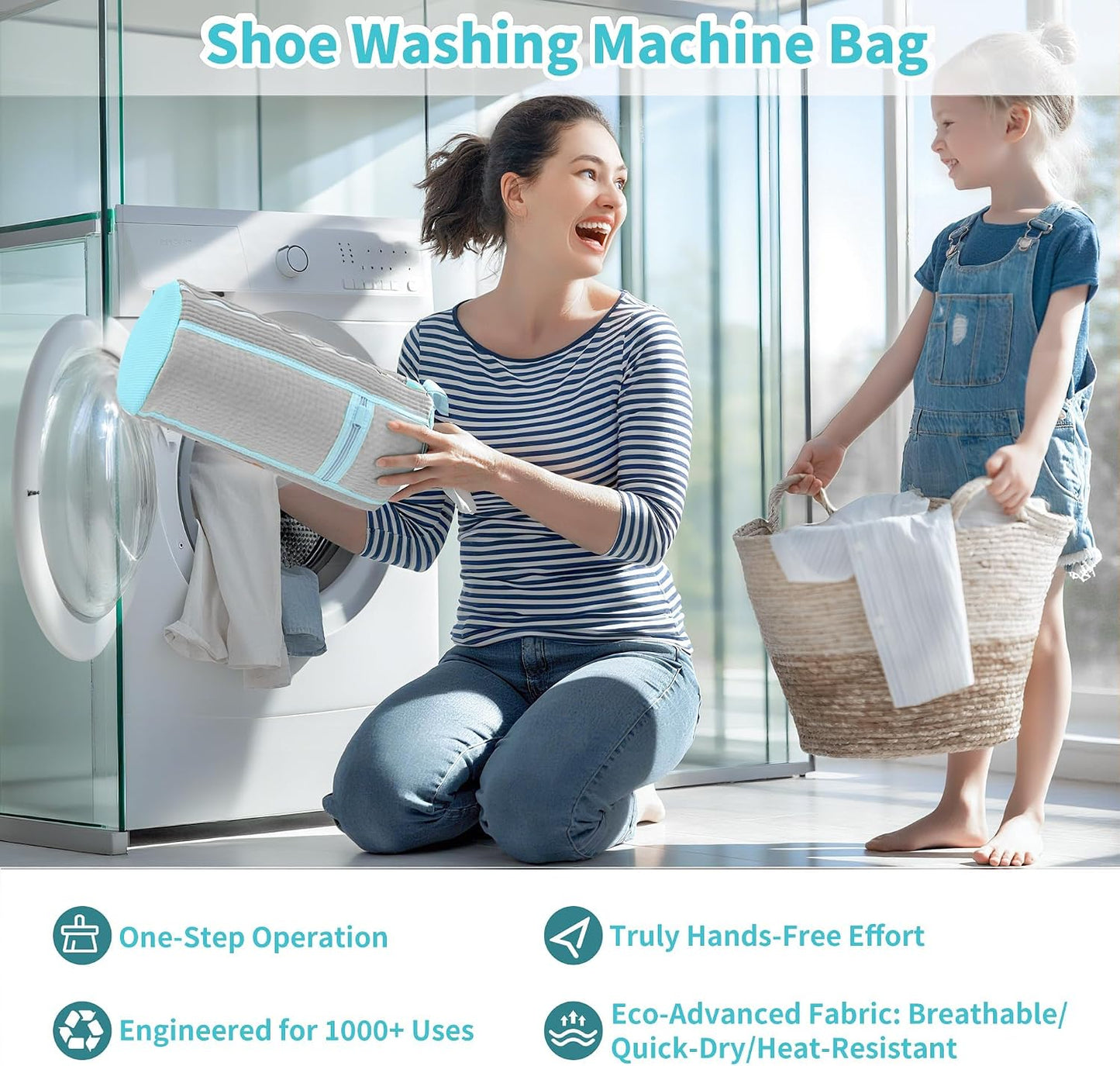 Shoe Washing Machine Bag: 2 pcs laundry Shoe Bag for Washer and Dryer – Dual Mesh Pockets for Insoles & Laces - 360° Deep Clean Bag for Sneakers Tennis Running Shoes(Grey)