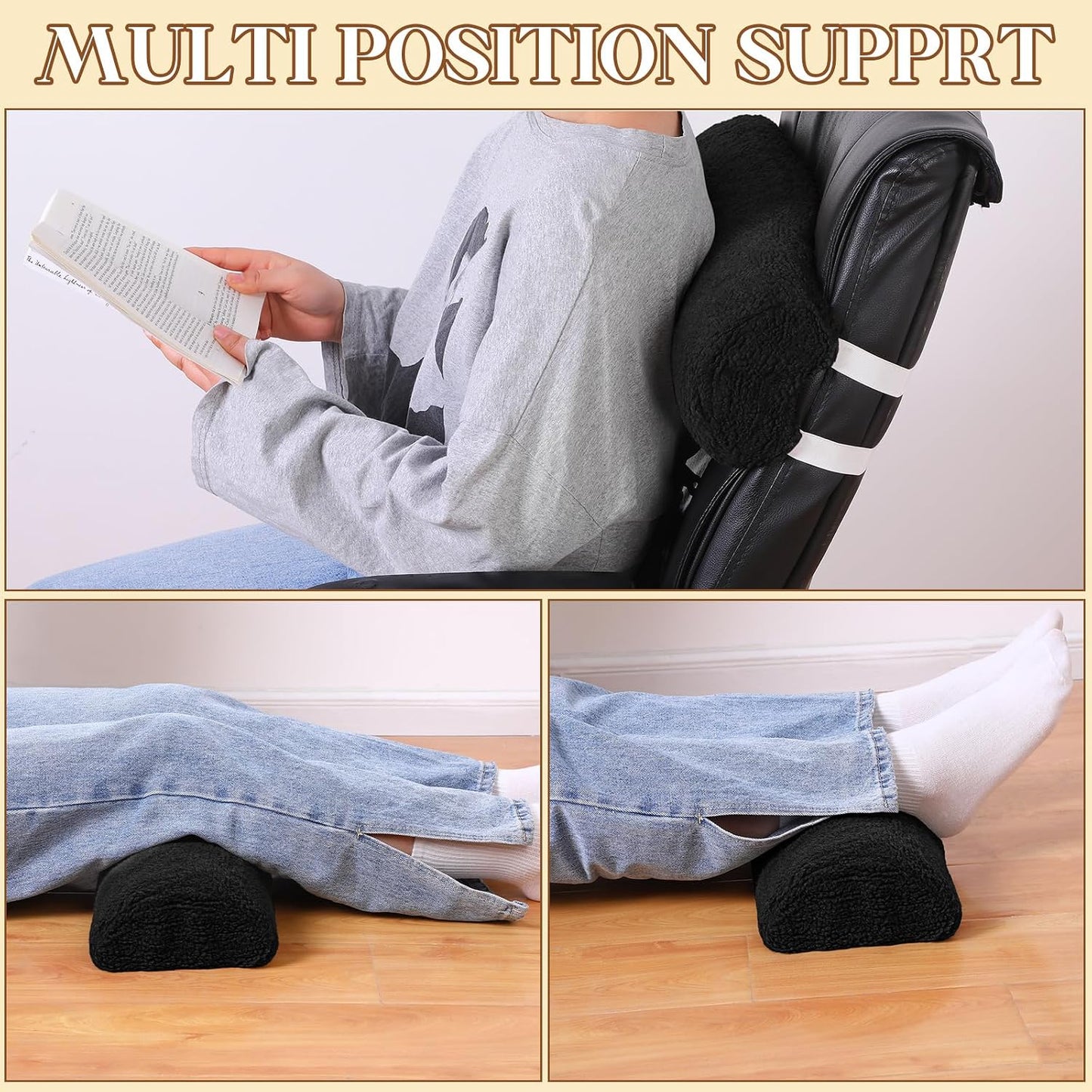 Sintuff Recliner Leg Rest Cushion Sofa Footrest Pillow with Cover Half Moon Bolster Pillow Under Knee Pillow for Sleeping On Back Alleviating Pain, 19.7 x 8 x 3.5 Inch (Coffee)