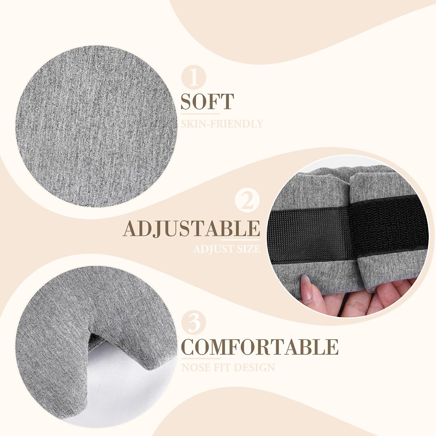 FRESHME Weighted Eye Mask for Sleeping - Gray Blackout (0.7lb/11oz) Cotton Heavy Weighted Eye Pillow for Men Women, Oversize Large Soft Sleep Face Eyes Cover with Nose Pad for Sidesleeper