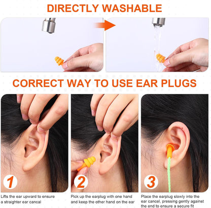 Tondiamo 200 Pairs Ear Plug Bulk with Cord Reusable Silicone, Fresh