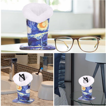 MoKo Eyeglasses Holder, Modern Velvet Plush Lined PU Leather Household Magnetic Holder Protective