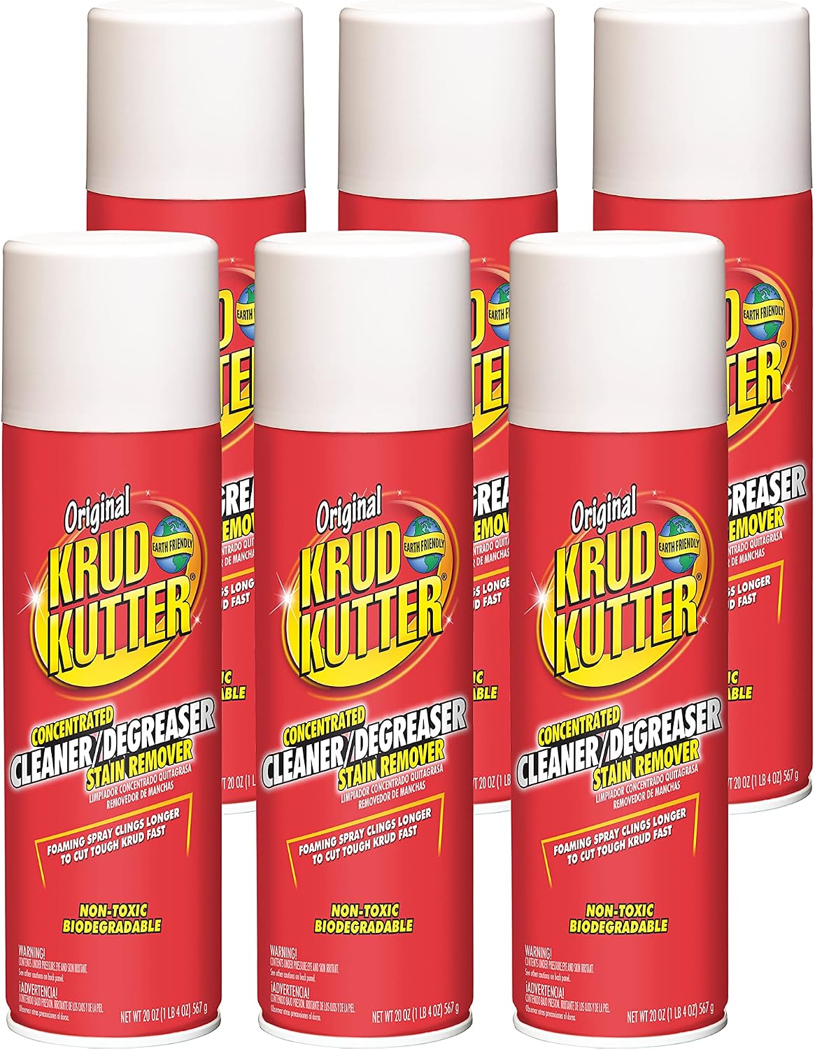 Krud Kutter Original Cleaner Degreaser Aerosol, 20 oz | Foaming spray clings longer, Cuts grease, oil, grime, tar and wax, Leaves no residue