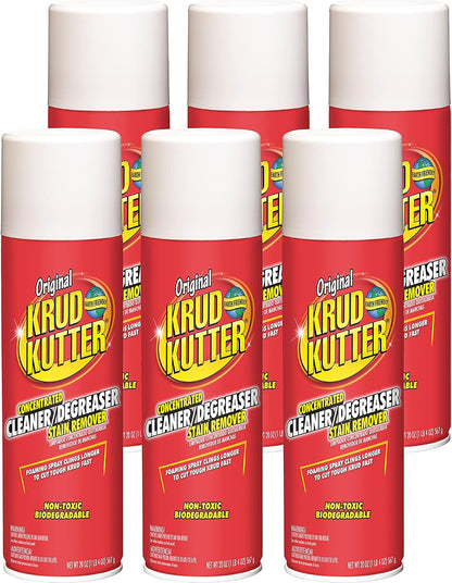 Krud Kutter Original Cleaner Degreaser Aerosol, 20 oz | Foaming spray clings longer, Cuts grease, oil, grime, tar and wax, Leaves no residue