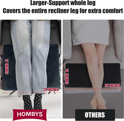 HOMBYS Extra Large Recliner Leg Pillow, Memory Foam Foot Rest Cushion Wave Shape Recliner Footrest Extender, Multi Purpose Back & Lumbar Support Pillow for Recliner, Bed, Sofa Couch,Grey