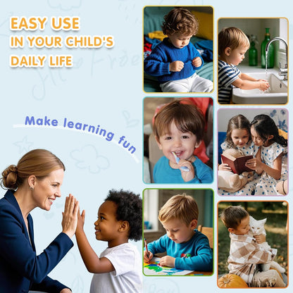 Visual Schedule for Kids with Autism Chore Chart for Toddler Planning Board Daily Routine Chart Autism Learning Materials Classroom, Home Use with 124 Cards (Blue)
