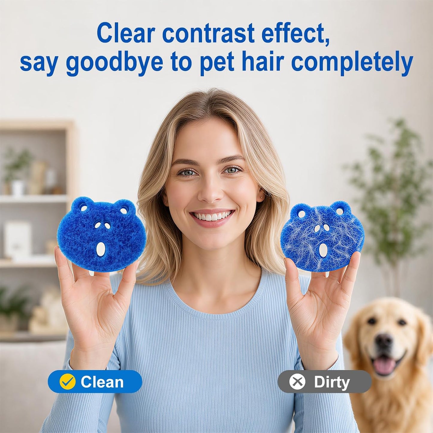 7 PCS Pet Hair Remover for Laundry, Reusable Dog Hair Remover Tool | Dog & Cat Hair, Reusable Pet Fur Catcher, For Washing Machine and Dryer, Lint Remover Tool, With White Mesh Storage Bag, Blue