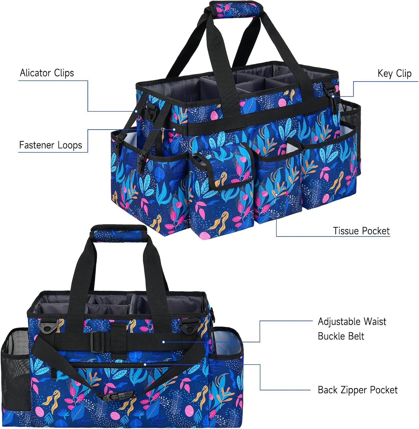 Cleaning Caddy Bag,Large Cleaning Supplies Organizer with Handle for Housekeepers,Purple