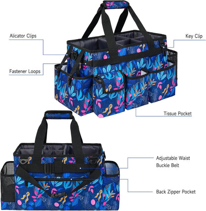 Cleaning Caddy Bag,Large Cleaning Supplies Organizer with Handle for Housekeepers,Purple