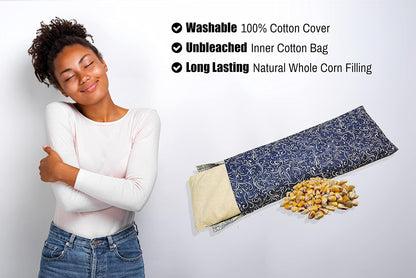 Microwavable Corn Filled Heating Pad and Cold Pack/Washable 100% Cotton Cover (Cross Hatch - Mint, 7.5in W x 11in L)