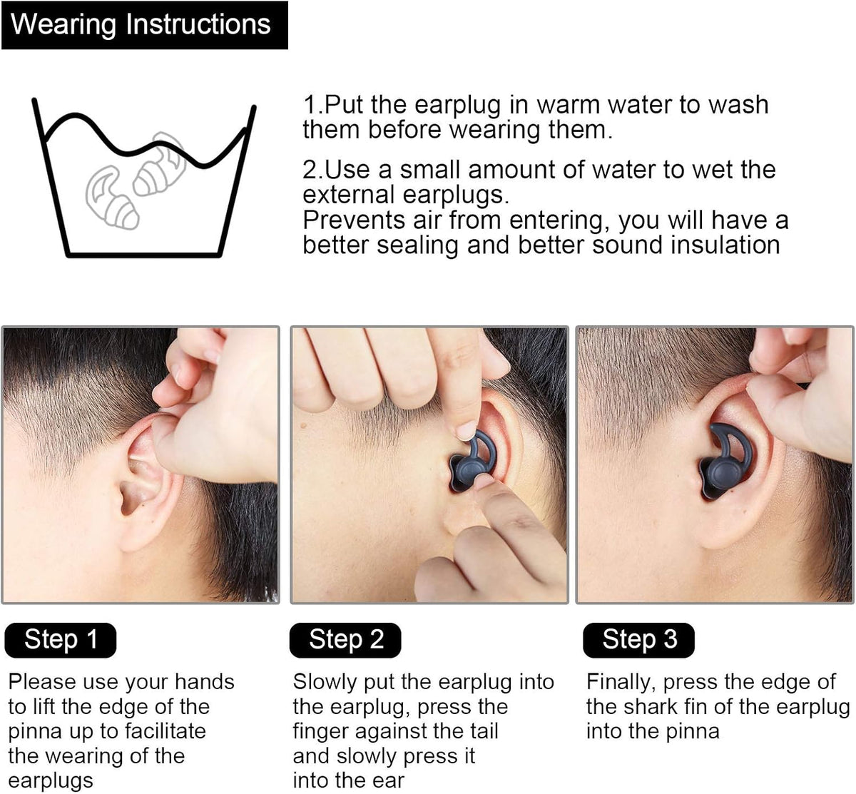 BBTO 3 Pairs Ear Plugs for Sleeping Noise Cancelling, Black, Grey and Red