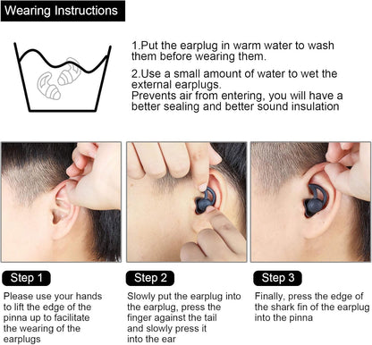BBTO 3 Pairs Ear Plugs for Sleeping Noise Cancelling, Black, Grey and Red