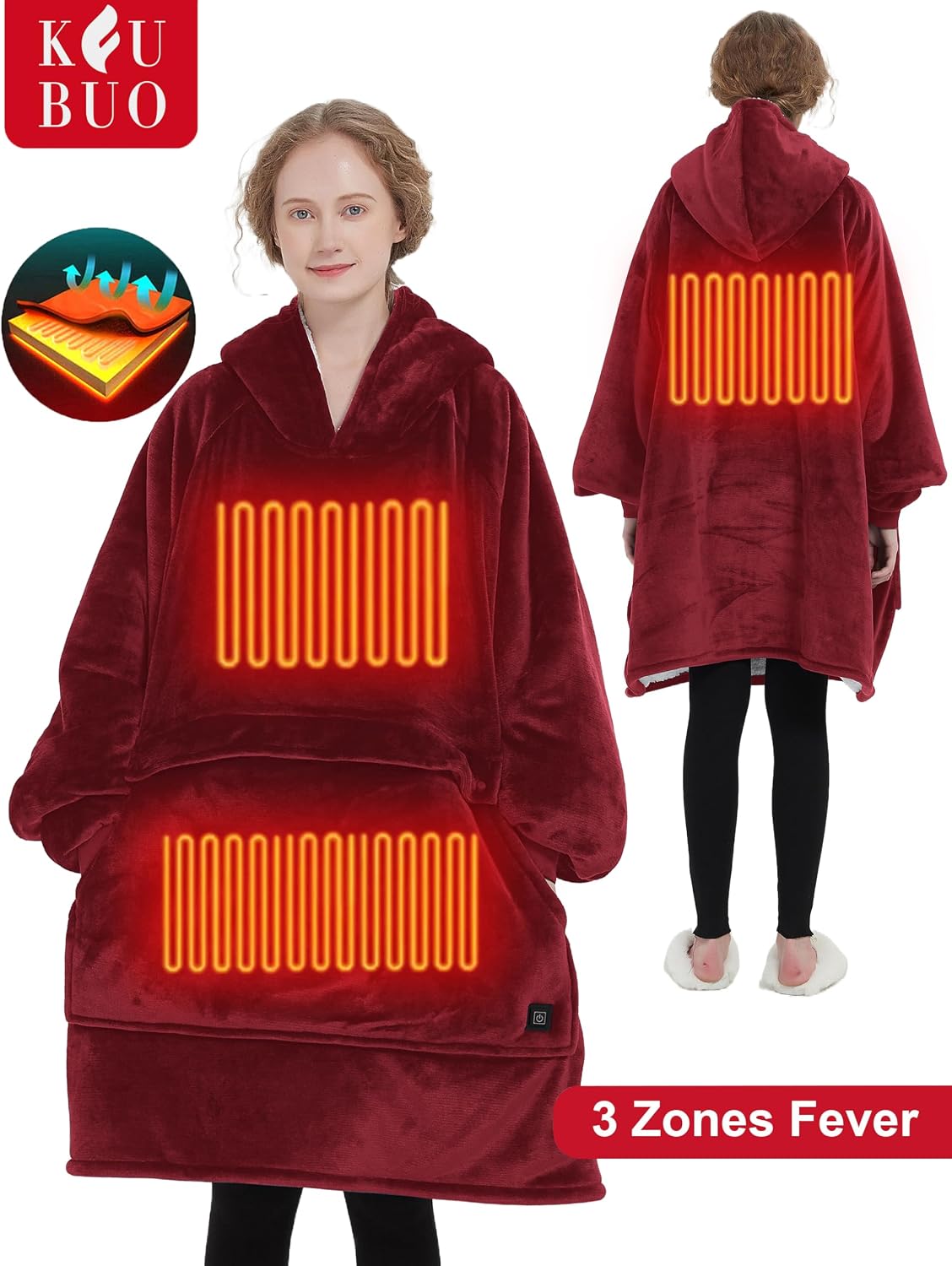 KFUBUO Wearable Heated Blanket Cordless Oversized Hoodie Sweatshirt