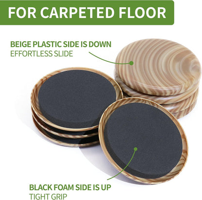 Furniture Sliders for Carpet 8 PCS - 3 1/2" Beige | Furniture Moving Sliders, Chair Leg Floor Protectors, Carpet Sliders for Furniture - Move Your Furniture Easily & Safely