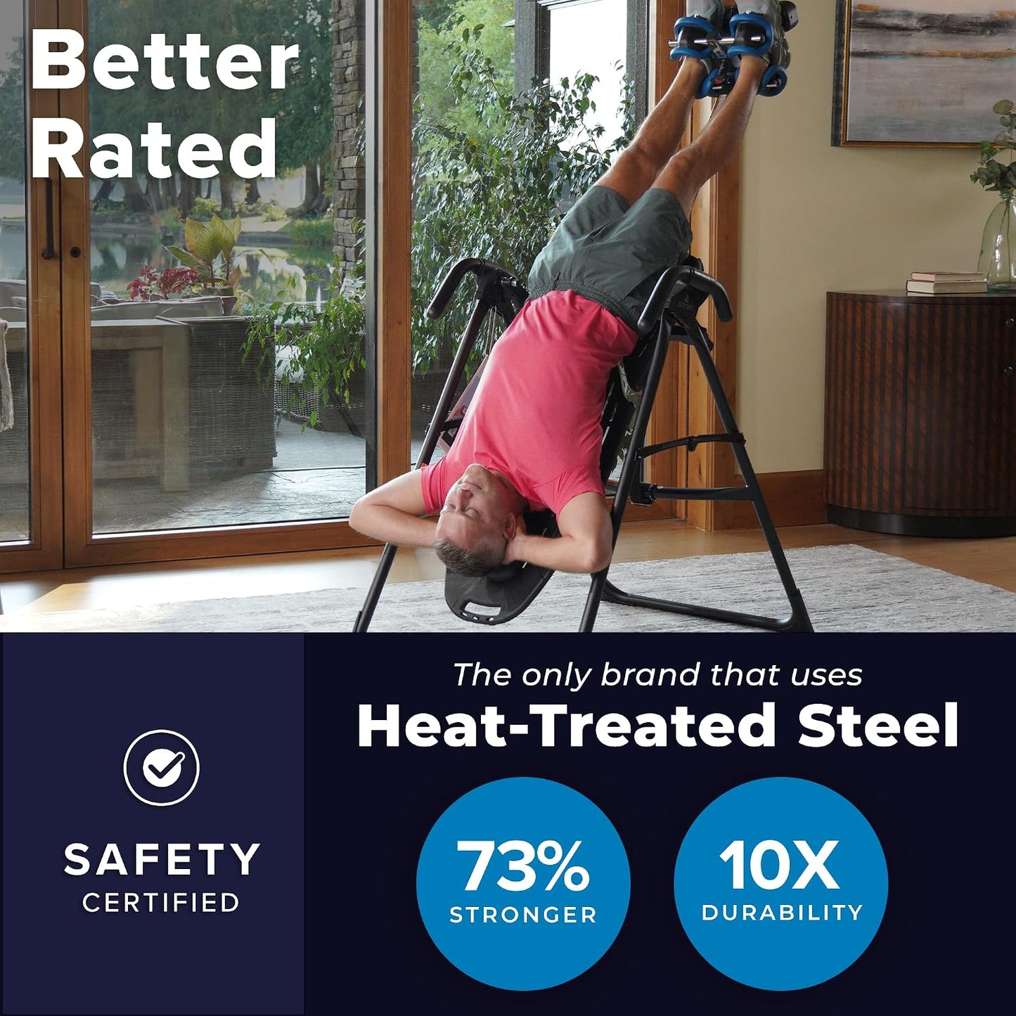 TEETER ComforTrak EP-560 Inversion Table, Decompression Surface for Full-Body Stretch, Ergo Embrace Ankle Supports, Integrated Accessories, UL Safety Certified, Heavy-Duty 300 lb Capacity