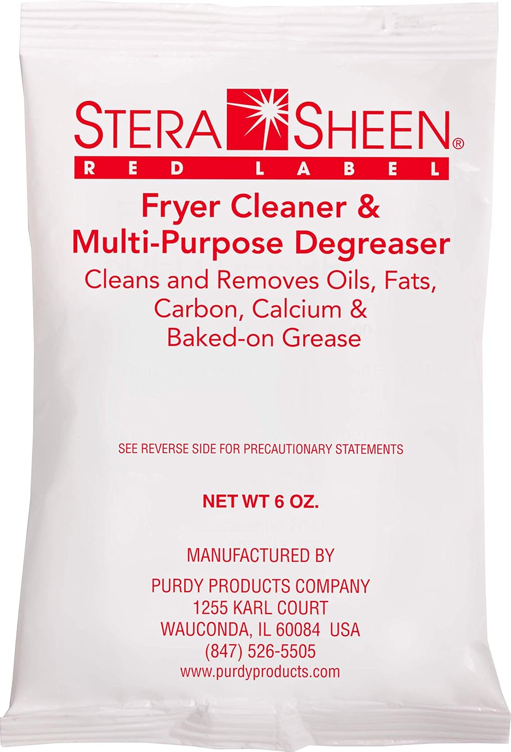 Stera Sheen Fryer Cleaner, 24 x 6 oz. Pkts, Stera Red Label Food Grade Fryer Cleaning Powder, Fryer Boil Out, Easy Use Portion Packets
