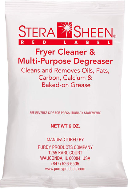 Stera Sheen Fryer Cleaner, 24 x 6 oz. Pkts, Stera Red Label Food Grade Fryer Cleaning Powder, Fryer Boil Out, Easy Use Portion Packets
