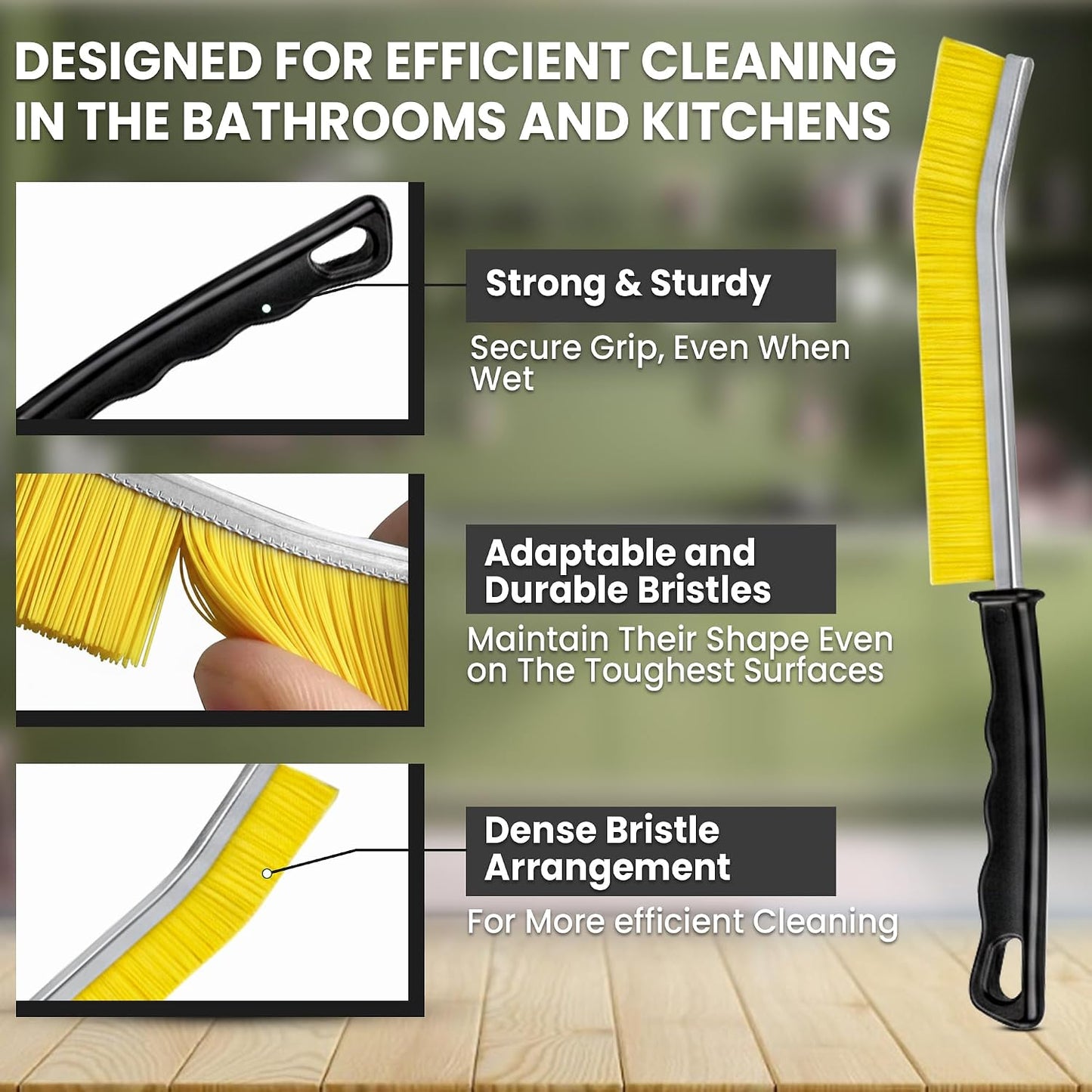 Crevice Cleaning Brush Set – 3Pcs Hard Bristle Cleaning Tools for Grout, Tile Floors, Gaps & Narrow Spaces – Small Grout Scrub Brush for Cleaning Bathroom, Shower, Window Tracks, Kitchen | Grout Scrub Brush for Tile Floors, Bathroom, Shower, Window