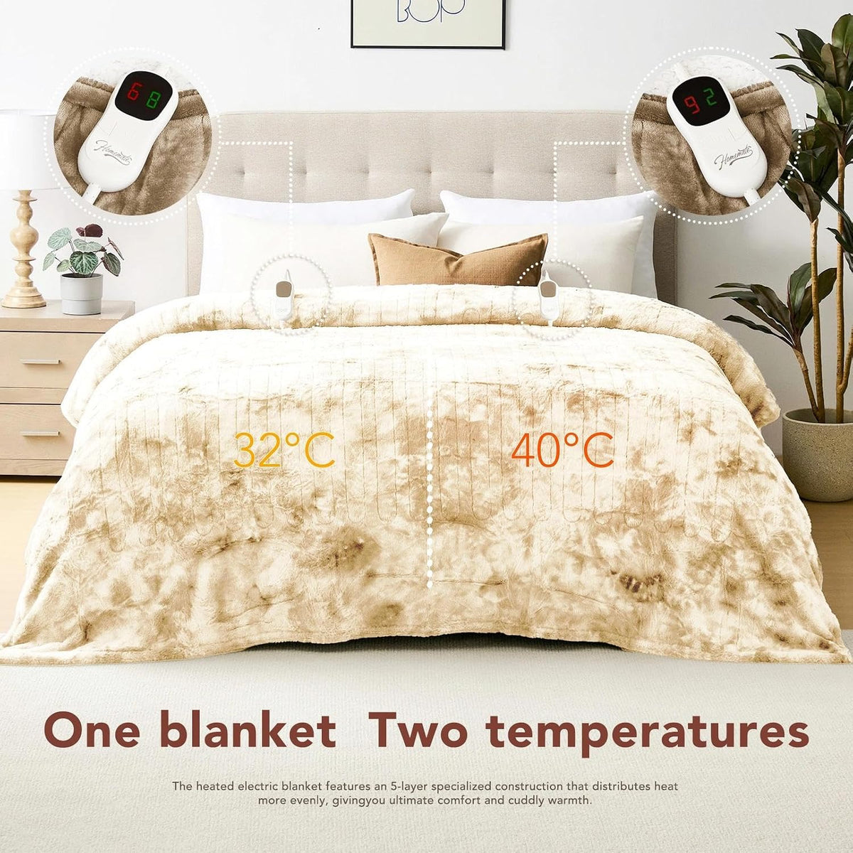 Homemate Heated Blanket Electric Heating Throw 50x60 Plush Faux Fur Sherpa