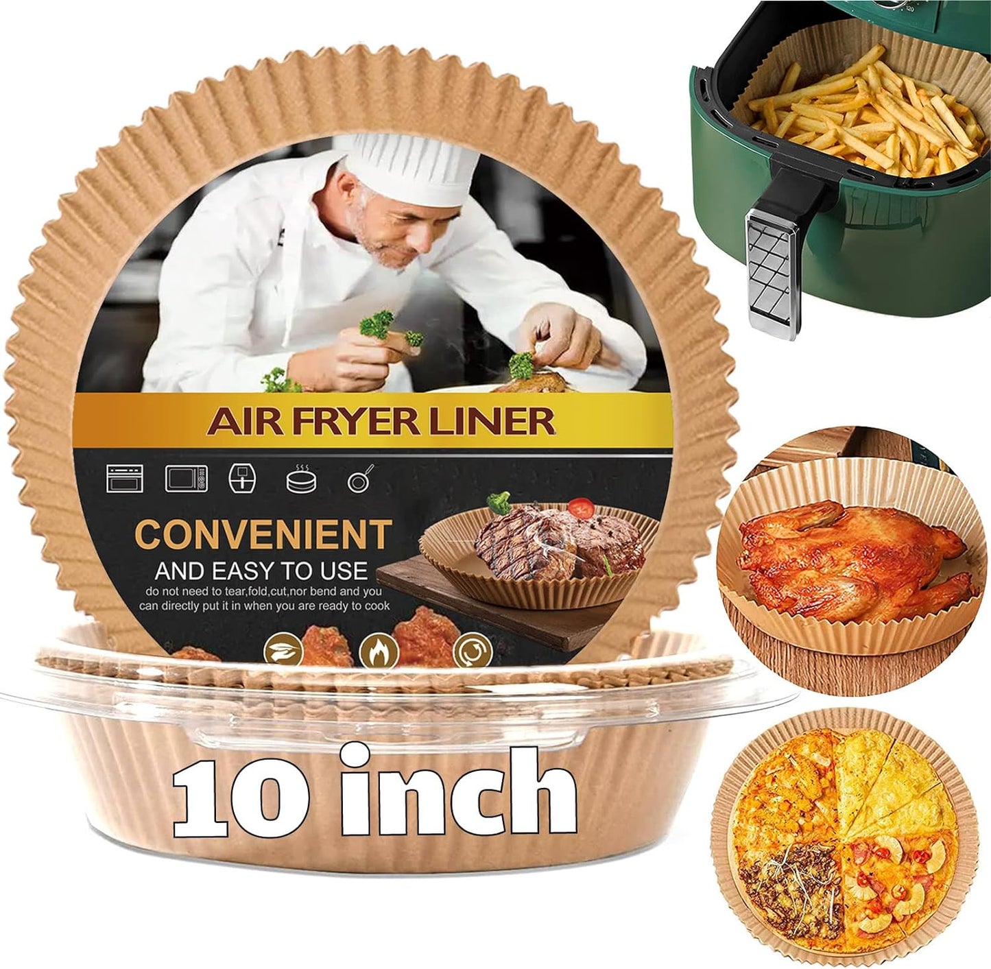 Air Fryer Liners Disposable 9 Inch, 9 inch Air Fryer Liners 125 Pcs Large Square Air Fryer Paper Liners for 5QT 6qt 8QT Air Fryer, Non-stick Parchment Paper for Frying, Baking