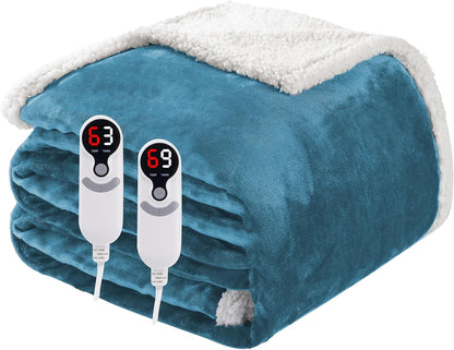 Soypipo Electric Heated Throw Blanket 50"x60", Faux Fur Plush with 4 Heat Settings & 2/4/8/10H Auto Shut-Off, Overheat Protection, Machine Washable, for Office & Chair, Dark Grey