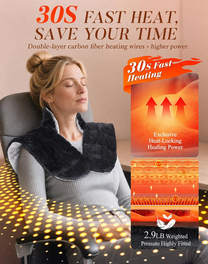 UTK Weighted Heating Pad for Neck Shoulder and Back Pain, 30s Fast Heat