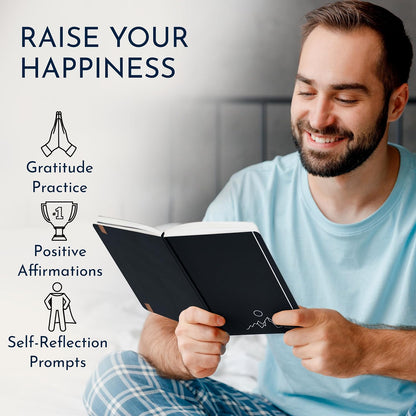 Gratitude Journal for Men, 6-Month Guided Daily Prompts, Fabric Hardcover