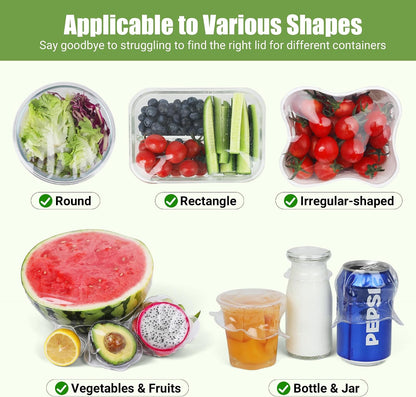 Silicone Stretch Lids for Food Storage in Fridge, Reusable Elastic Bowl Covers for Cup, Cans, Jars, Round & Rectangle Container, Food Grade Silicone Microwave Food Cover, Heat-Resistant, 6PCS
